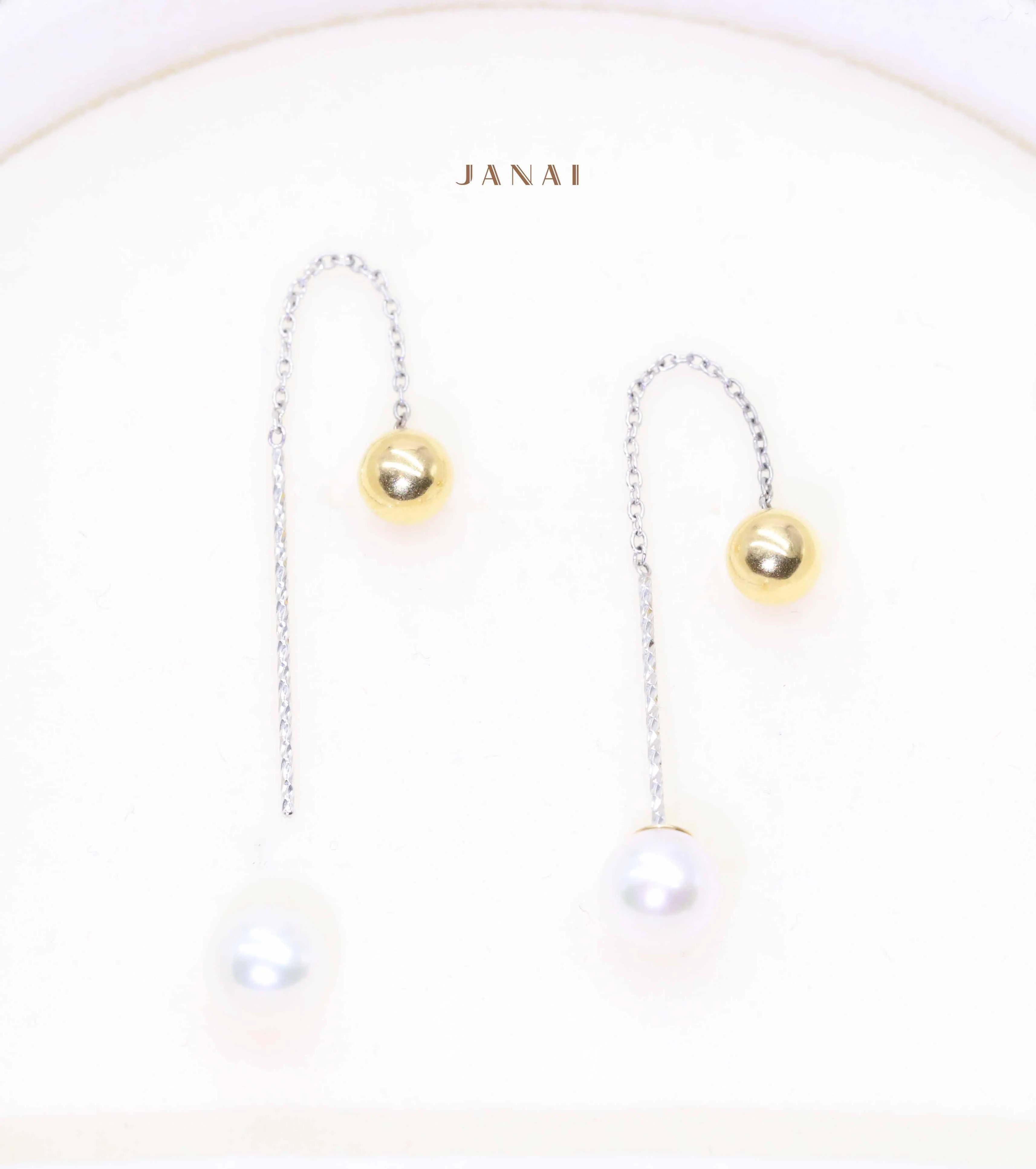 Pearl Dangling Threader Earrings - Image 3